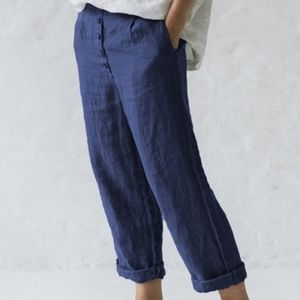 Pantalon High-Waist Button-Fly Lounge Pants - Small